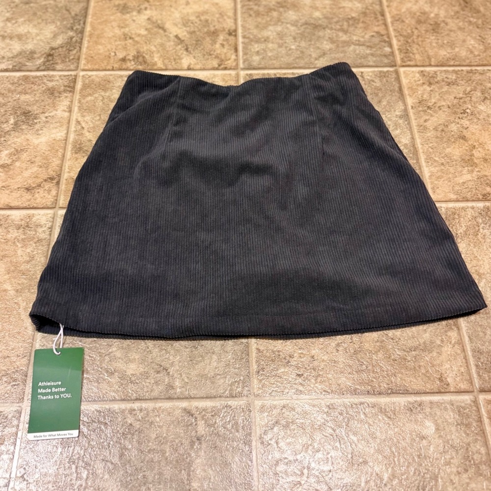 Halara Womens Corduroy Mini Skort Charcoal‎ Grey Ribbed Built-in Shorts XS NEW